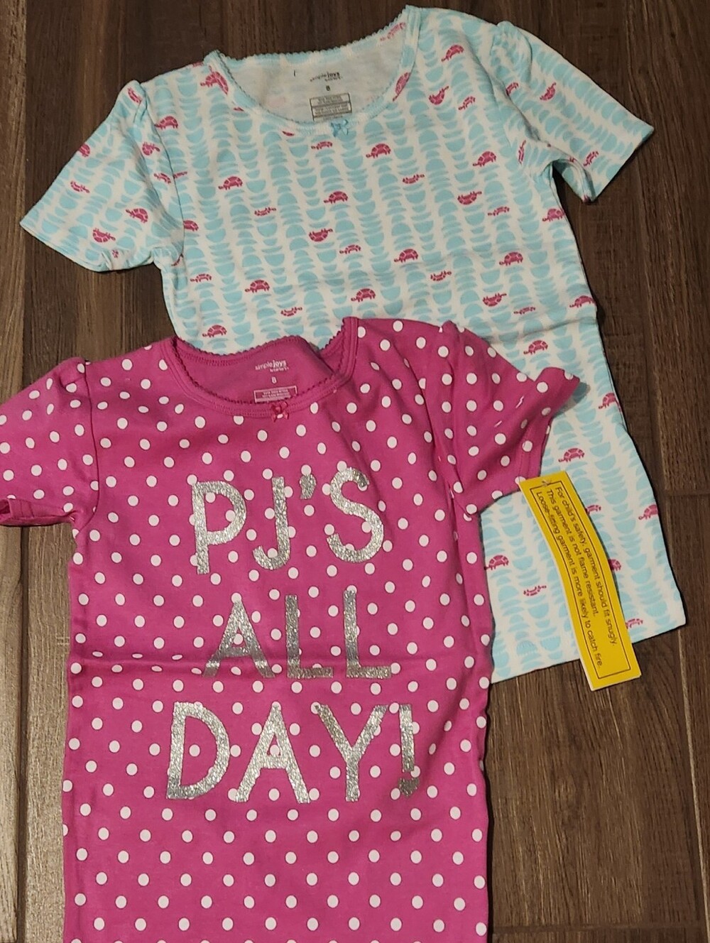Carter's Pink Polka Dot & Light Blue Pajama Tops Set